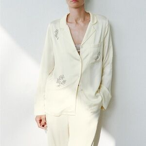 Zara LIMITED EDITION SET TWO PIECE YELLOW JEWEL SILK SET SZ SMALL